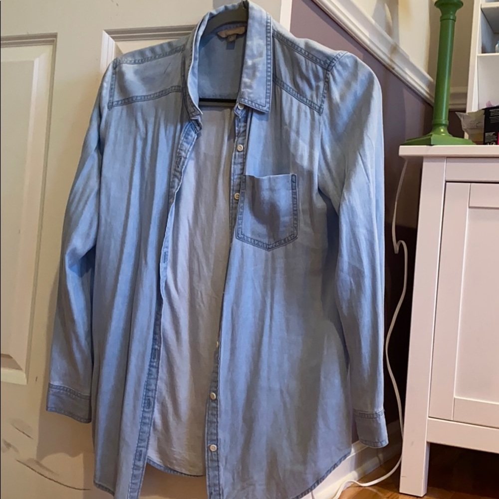 Denim button-up shirt